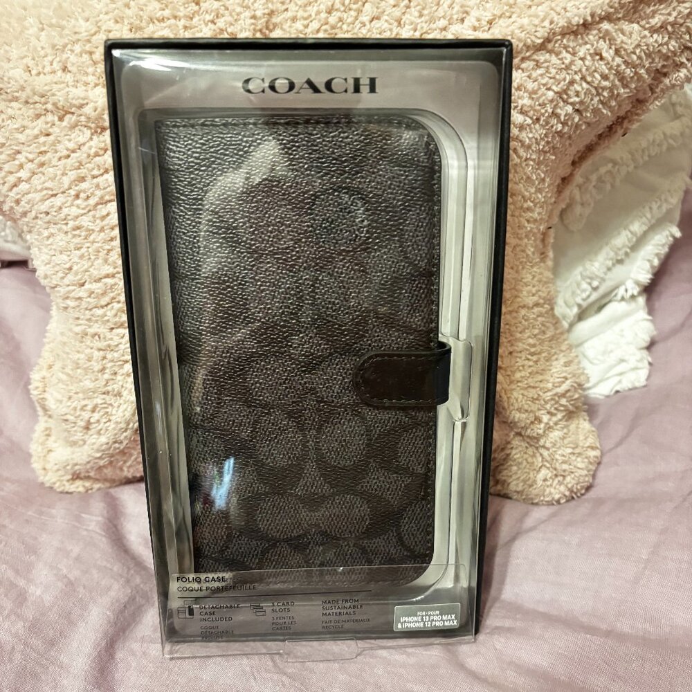 COACH iPhone 13 Pro Max Leather Case Folio with Card Slot, NWT